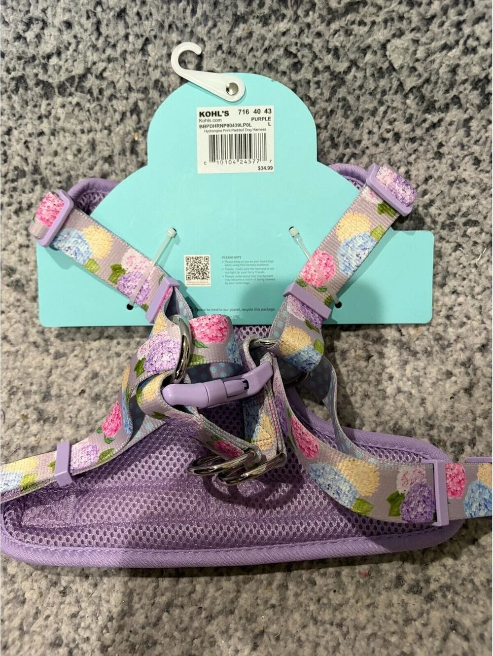 Blueberry Pet Dog Harness Lot of (2) Size Large L Floral Pink Purple NWT
